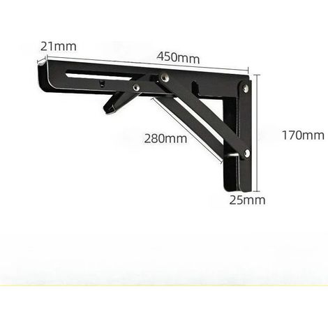 (18 pouces - Argent) 2 supports triangulaires pliables en acier inoxydable pour étagère, support robuste, réglable, fixation murale, banc, table, quincaillerie pour meubles (1/5)