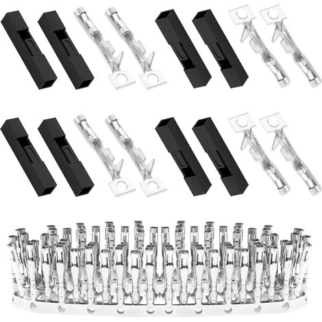 100 Ens / 200 Pcs pour 2.54mm 1-Broche Connecteur Femelle Ensembles Noire Sertir, Adaptateur Câble en-Tête, Boîtier Compatible Lot, Borne Accessoires Mâle, Prise Kit Fil Terminal (1/5)