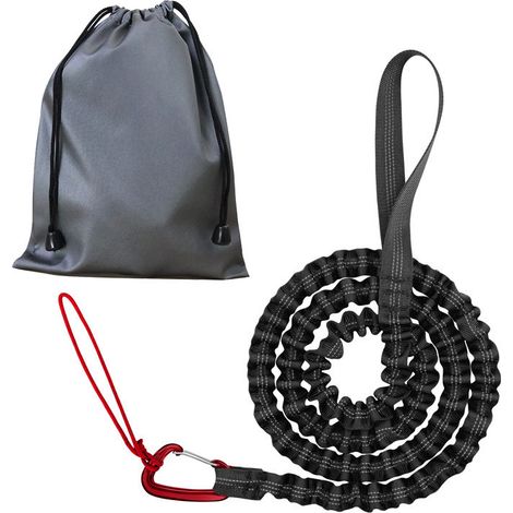 Cuerda de remolque para bicicleta infantil de 1,7 m a 3 m - Carga de tracción de 200 kg para montaña y largos paseos familiares - Con bolsa de almacenamiento negra