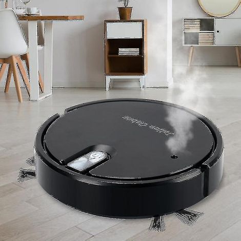 Aspirateur robot 5 en 1 sans fil avec éclairage d'ambiance LED - Aspiration, lavage et humidification silencieux - Couleur : Noir (1/4)