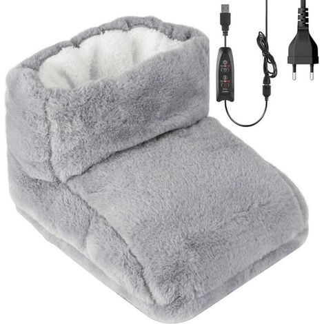 Chauffe-pieds électrique, couverture chauffante, chauffe-pieds électrique avec doublure lavable, réglage de la température par télécommande, 3 niveaux de chaleur, gris- (1/5)