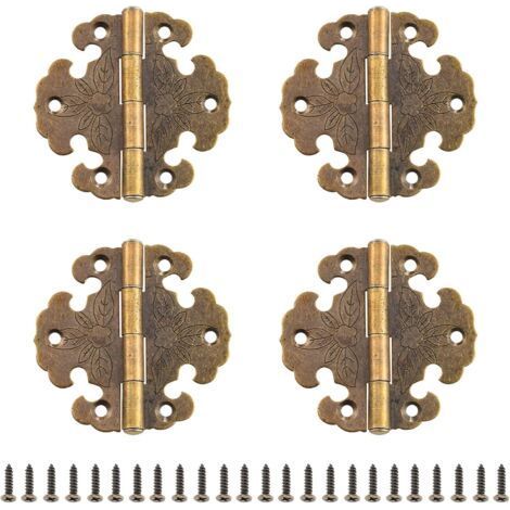 4pcs Antique Brass Furniture Hinges for Cabinet Door Bead Treasure Box Hinges Hardware Accessories (1/5)