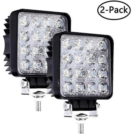 Projecteur de travail LED, lot de 2 barres lumineuses LED 48 W pour voiture, tracteur, camion tout-terrain, SUV, quad, bateau, 10 cm (4 pouces) (1/5)