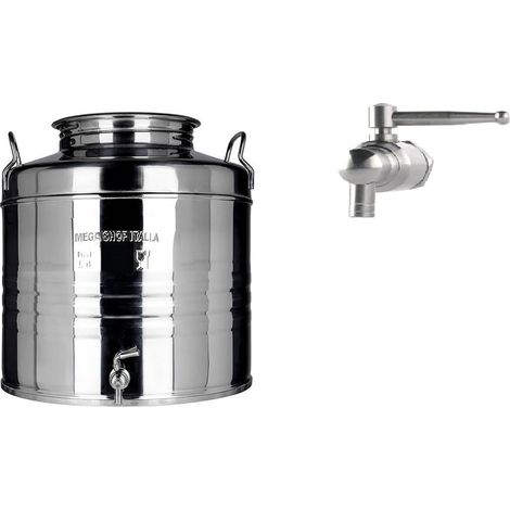 Contenitore in acciaio inox AISI 304 "Made in Italy" per olio d'oliva -30 Lt / Con rubinetto Inox (1/5)