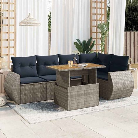 vidaXL Salon de jardin 6 pcs avec coussins gris résine tressée (1/5)