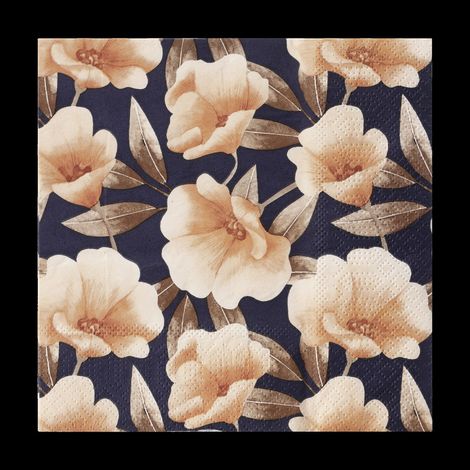 Eglo Servietten Motiv Blüten Mahuli blau apricot 17 x 17 cm - 20er Pack Servietten (1/2)