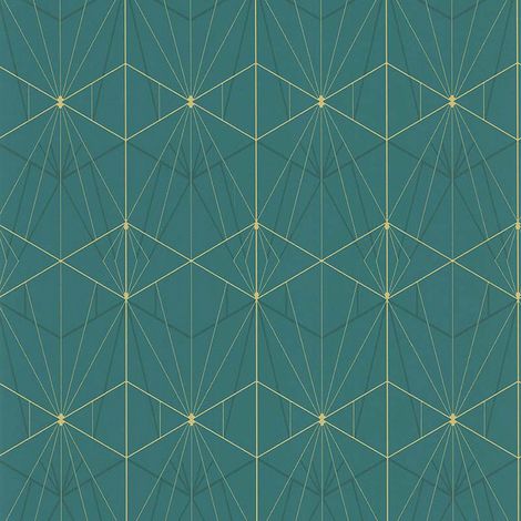 Décoweb – Papier peint vinyle art déco 53cm x 10,05m – Motifs géométriques dorés – Lessivable et imperméable – Pour salon, chambre, salle de bain - LTC-51192504 (1/4)