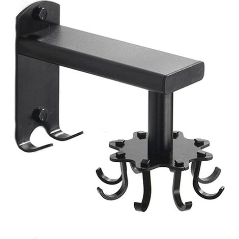 Rotatable Kitchen Wall Hook, 360° Rotating Kitchen Utensil Holder, Wall-Mounted Kitchen Utensil Holder with 8 Hooks for Bathroom and Kitchen (Black) Kitchen Storage Accessories