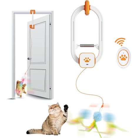 Jouet électrique rechargeable pour chat – un jouet interactif à fixer sur une porte, avec deux modes d'exercice. (1/5)