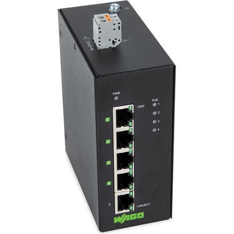 WAGO INDUSTRIAL ECO SWITCH 852-1411/000-001  AVEC 5 VOYANTS DE DIAGNOSTIC 10/100/1000 MBIT/S ET D'AUTONÉGOCIATION DES PORTS ETH