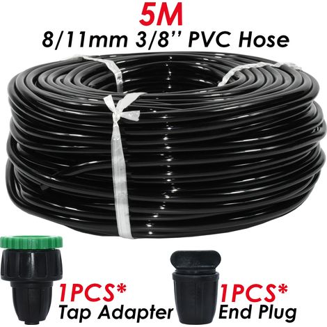Tuyau d'arrosage en PVC 3/8'' (SPL01-KIT13-5M-3/8'') pour jardin, avec raccord rapide 1/2'' et 3/4'' pour pots de fleurs. (1/5)