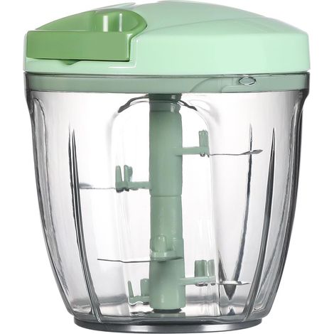 Hachoir à légumes manuel, hachoir à ail et à oignons portable à ficelle, 900 ml, vert (1/5)