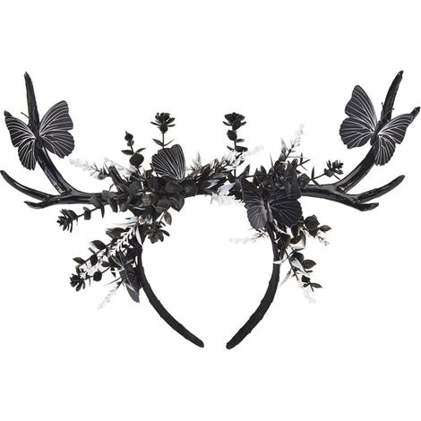 Serre-tête géant en bois de renne pour Halloween, accessoire de cheveux surdimensionné en bois de renne pour une fête de Noël gothique, accessoire de photographie sur le thème de la forêt sombre (1/5)