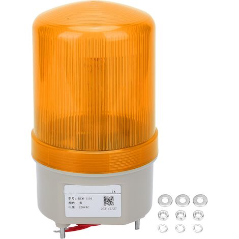 Lampe de signalisation LED BERM BEM-1101 jaune, voyant clignotant d'alarme 220VAC pour équipement d'urgence (1/5)