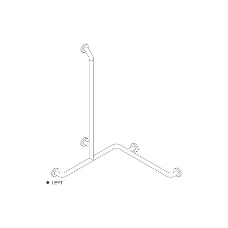 pba 01 Handlauf AS 760x760x1160mm, links, aus Nylon, mit Brausehalter