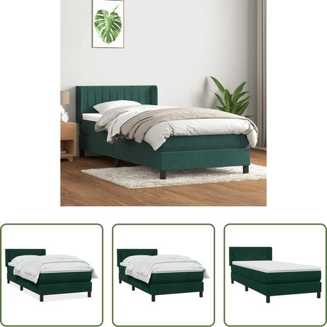 Matratze - Boxspringbett mit Matratze Dunkelgrün 80x220 cm Samt (1/5)