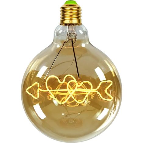 Ampoules LED vintage Big Globe G125 220 et Motif flèche de Cupidon chaud 4 W 240 V Jaune (1/4)