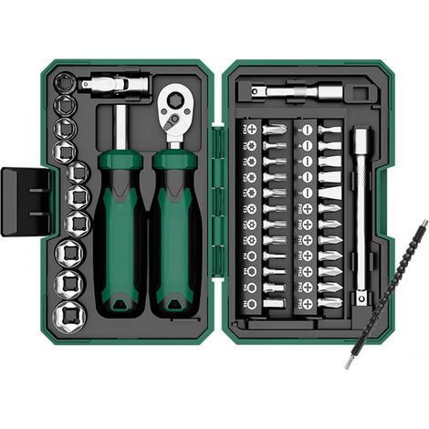 40 pièces clé à cliquet et tournevis outils de réparation kit de tête de tournevis magnétique outils de réparation manuels (1/5)
