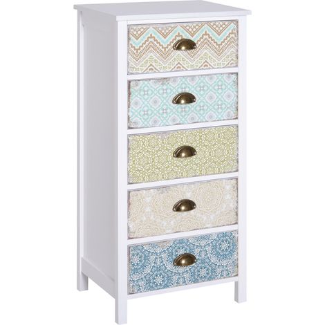 Cómoda de 5 cajones multicolor MDF con sistema antivuelco HOMVRA (1/5)