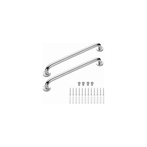 Lot de 2 Barre D'Appui wc, Acier Inox Maintien Poignée Douche, 90cm Barre d'Appui Salle de Bain Coudée, Barres Douche, Baignoire Main Courante Inoxydable Âgées/Handicapées/Enfants - Crezuo (1/4)