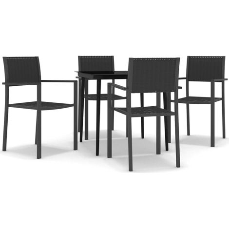 Set da pranzo da giardino mobili da esterno 5 pezzi nero 020013891