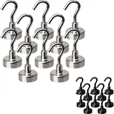 Lot de 10 crochets magnétiques anti-rouille diamètre 3 mm - KN20 - Chromé - Linxor (1/5)