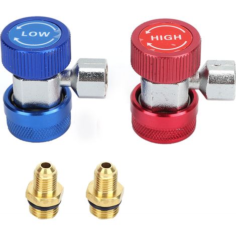 Raccord Rapide R134A - Adaptateur Climatisation Haute Basse Pression - Pour Systeme Auto - 2 Unites (1/5)