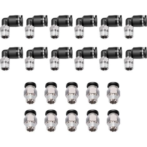 24 gomiti diritti a innesto rapido con filettatura NPT da 1/4 x 1/8 di pollice. PC-1/4-N1+PL-1/4-N1 (1/5)