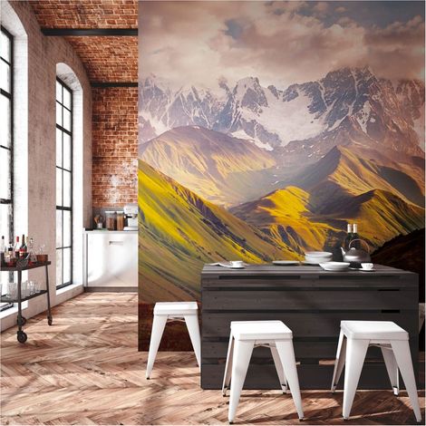 Sfondo fotografico Profhome 382571 Carta da parati TNT goffrata a caldo liscia con paesaggi opaca verde marrone beige bianco 3,71 m x 2,8 m (1/5)