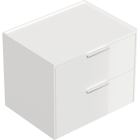 Design Nachttisch Kommode Artem 60cm, 2 Softeinzüge lackiert Weiß Hgl (1/5)