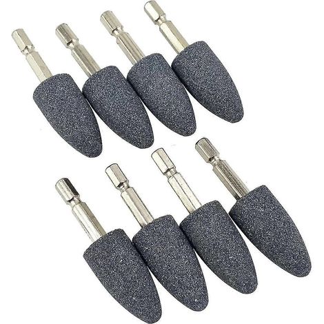KINCJON Lot de 8 meules coniques - Pointe de meulage abrasive à tige hexagonale de 1/4 pouce pour perceuse rotative (20 mm) (1/5)
