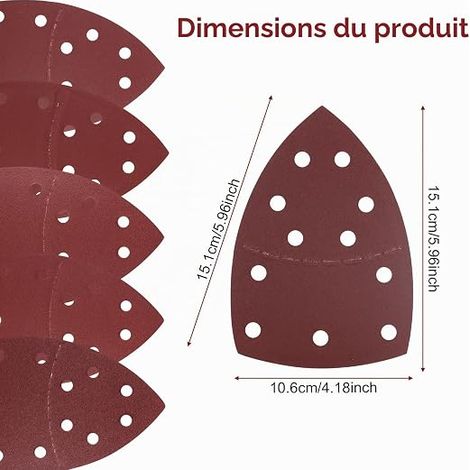 Triangular Sanding Sheets for Detail Sander, Wood, Wall, Rubber and Leather, Assorted Grit 40/60/80/120/180/240 (1/4)