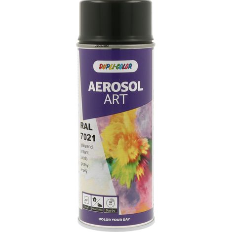 Bombe de peinture - Gris noir - RAL 7021 - Brillant - Tous supports - Aérosol Art