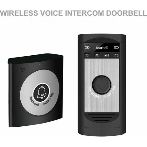 Wireless Voice Intercom 2-Way Doorbell with 1 Conversation Monitor, 1 Outdoor Unit Button, 1 Indoor Unit Receiver, Smart Home Security Doorbell, Silver and Black (1/4)