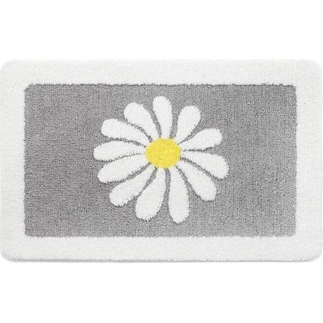 Tapis de bain antidérapant en imitation cachemire, absorbant l'eau, gris, pour entrée de salle de bain. (1/5)