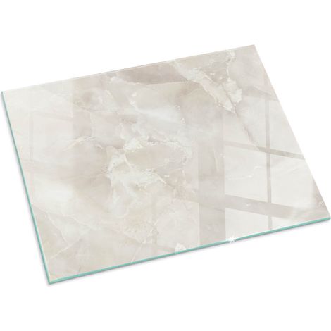 Décorative Plaque Rectangulaire de protection de sol en verre trempé pour cheminée ou poêle moderne Motif marbre naturel 80x60 cm (1/5)