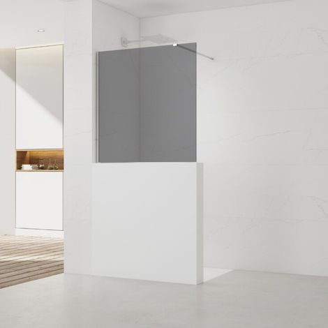 Swiss Aqua Technologies Walk-In 100x100cm paroi de douche fixe à l'italienne, verre fumé Easy Clean, pour cloison abaissée (SATWIS100KS) (1/5)