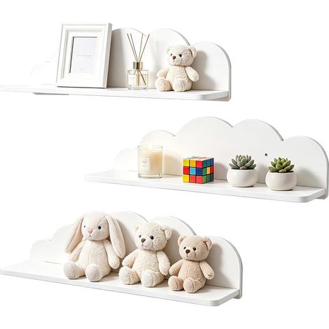 Lot de 3 étagères murales en plastique ABS pour chambre d'enfant - Blanc (1/5)