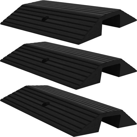 Rampes de seuil de pont 3 pcs 49x40x8 cm Caoutchouc (1/5)