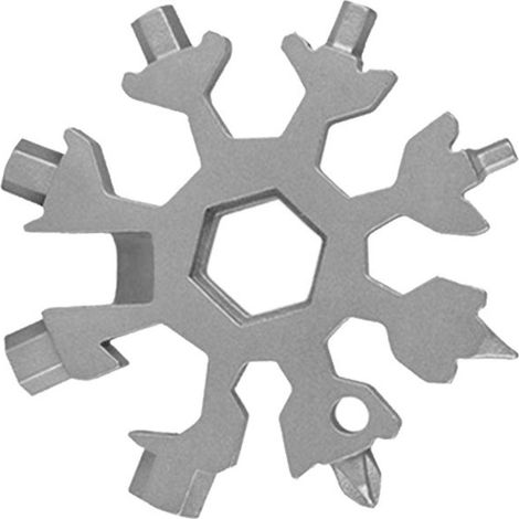 Schneeflocken-Multitool, Edelstahl, Schneeflocken-Werkzeug, Flaschenöffner, Outdoor-/Indoor-Abenteuerwerkzeug (weiß)