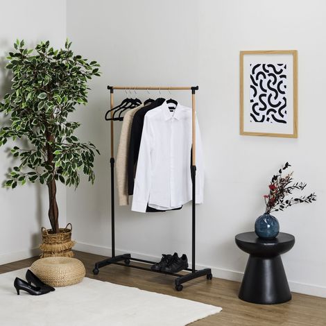 Portant - JE CHERCHE UNE IDEE - Effet Bois - Ajustable - Avec Roulettes (1/4)