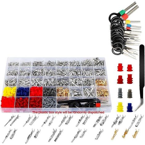 Compatible avec les kits de connecteurs automobiles à broches de 1379 pièces, connecteurs électriques à broches, 28 types, broches à sertir mâles et femelles détachables de 1 à 3,5 mm. (1/5)