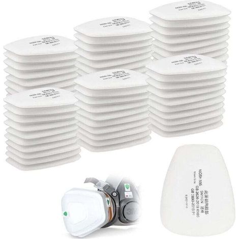 Packung mit 60 3M Baumwollfiltern, Vollgesichtsmaskenfilter, 5n11 CN Einsatzfilter, Baumwollfilter für 6000, 6200, 6800, 7501, 7502, FF402 Filter (weiß)