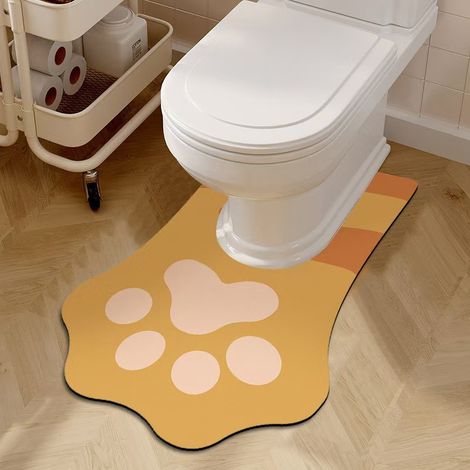 Tapis de toilette en forme de U - résistant - fond antidérapant - absorbant, à séchage rapide et respirant.（Orange、Long）