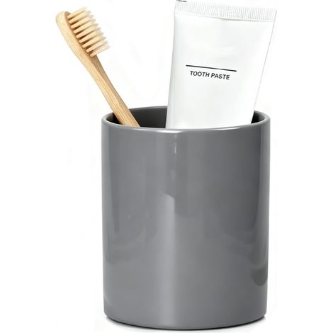 Support de brosse à dents en céramique, Gobelet de salle de bain en céramique réutilisable, Support de brosse à dents émaillé, Convient pour les brosses à dents électriques (1/5)