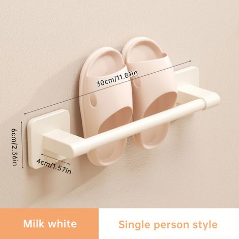 Étagère à chaussures murale Musurjoy (1 pièce) avec système d'évacuation, tige creuse en alliage d'aluminium blanc et base en plastique, rangement gain de place pour salle de bain, chambre, H-AquaForg (1/5)