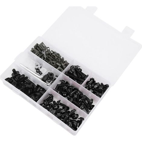 Set da 198 pezzi M5 M6 Kit viti e bulloni per cupolino Accessorio moto Nero-Crezuo
