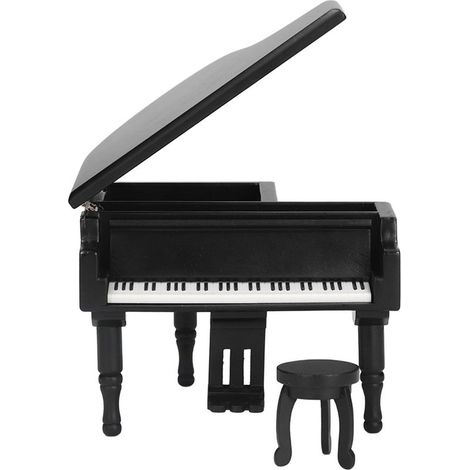 Spieluhr in Klavierform aus Holz, Klavier-Imitat, Dekoration für Weihnachten, Geburtstag, Valentinstag, schwarz (1/5)