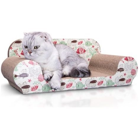 FENOPLASTICAGrattoirs pour chats en forme de canapé, avec motif de poisson et catnip (1/5)
