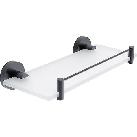 Nimco Tablette en verre avec barrière L.30 Cm, noir mat, Unix noir mat UNC 13091BX-30-90 (1/3)